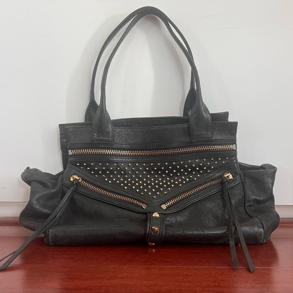 Botkier black studded leather purse / laptop bag - Picture 5 of 5